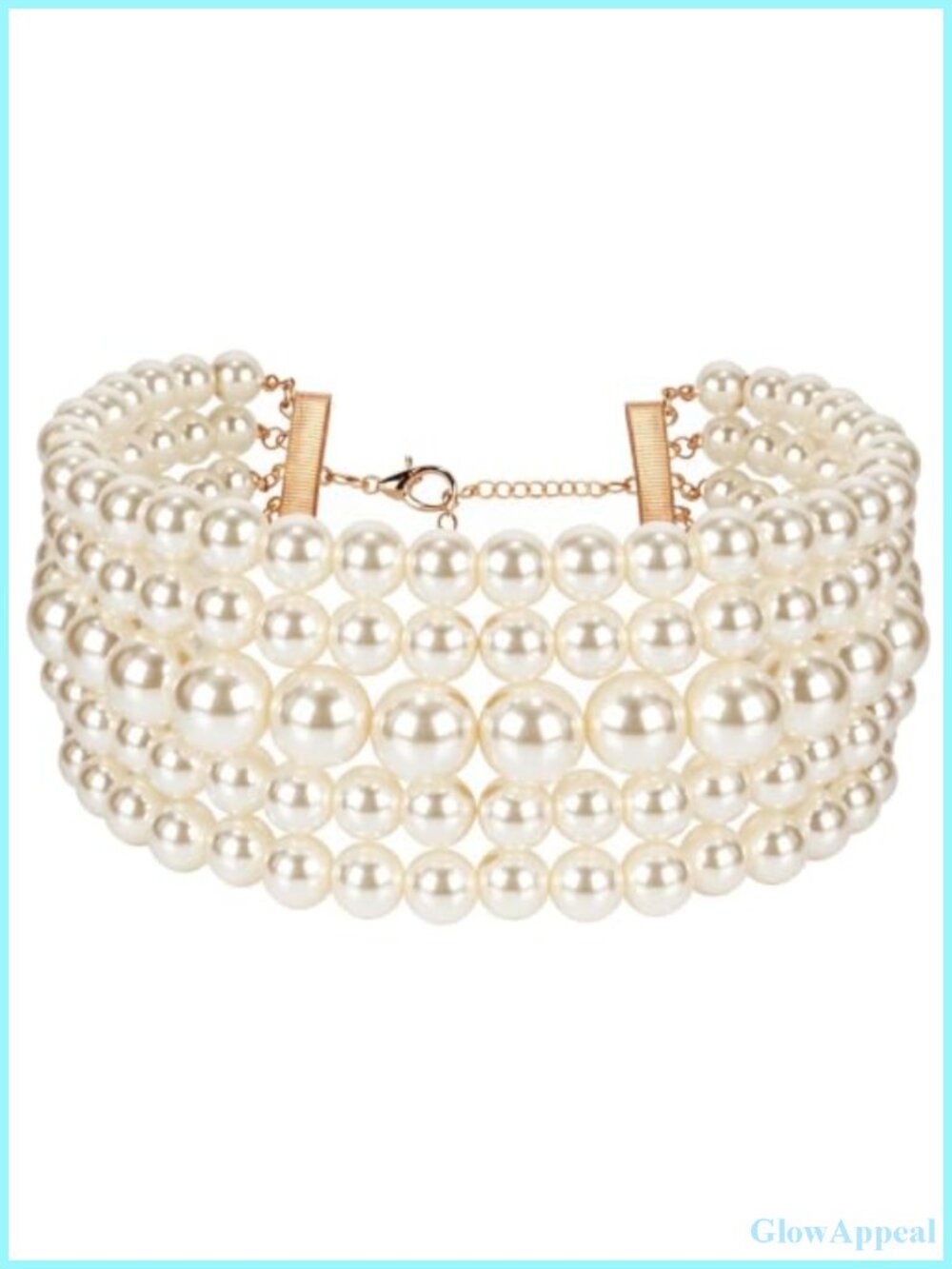 Faux Pearl Choker Necklace Earrings Set Gold Plated Lobster Clasp